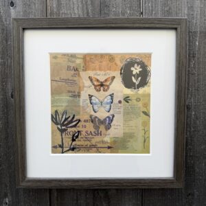 Mixed Media Butterflies Wood Frame 13x13